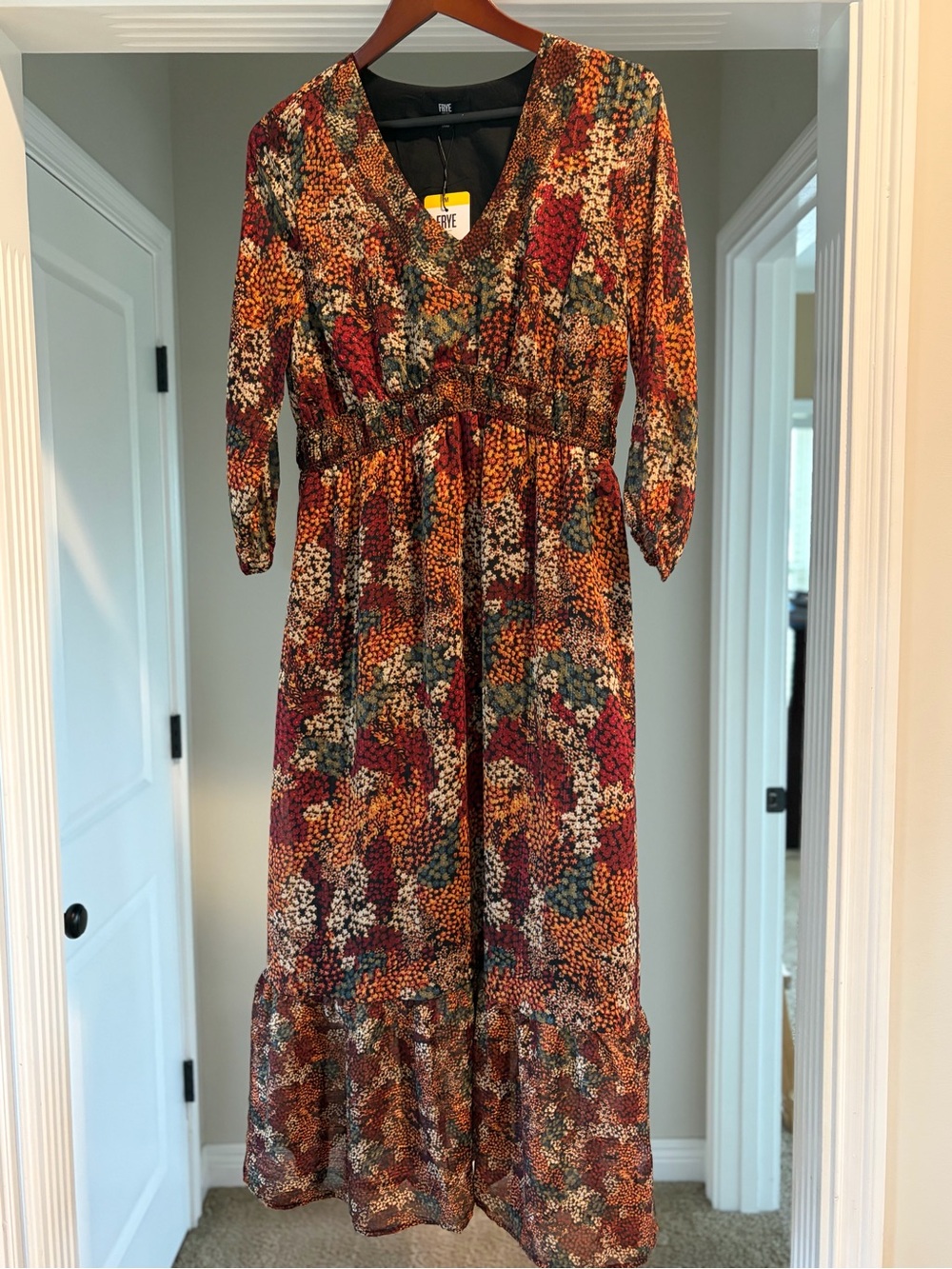 Frye Maxi Dress Womens Fall size Medium Floral Tiered Boho NWT